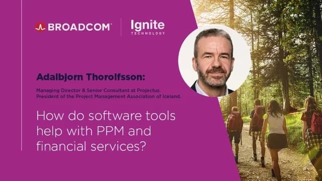 How do software tools help with PPM and financial services? event background