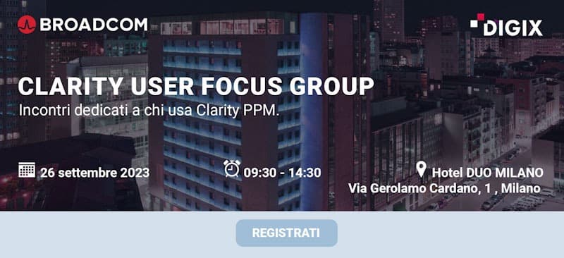 Clarity User Focus Group Italy event background
